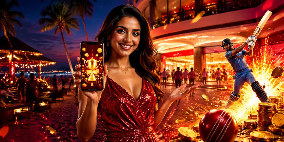 Man placing cricket bets at a lounge in Goa featuring red-gold decor